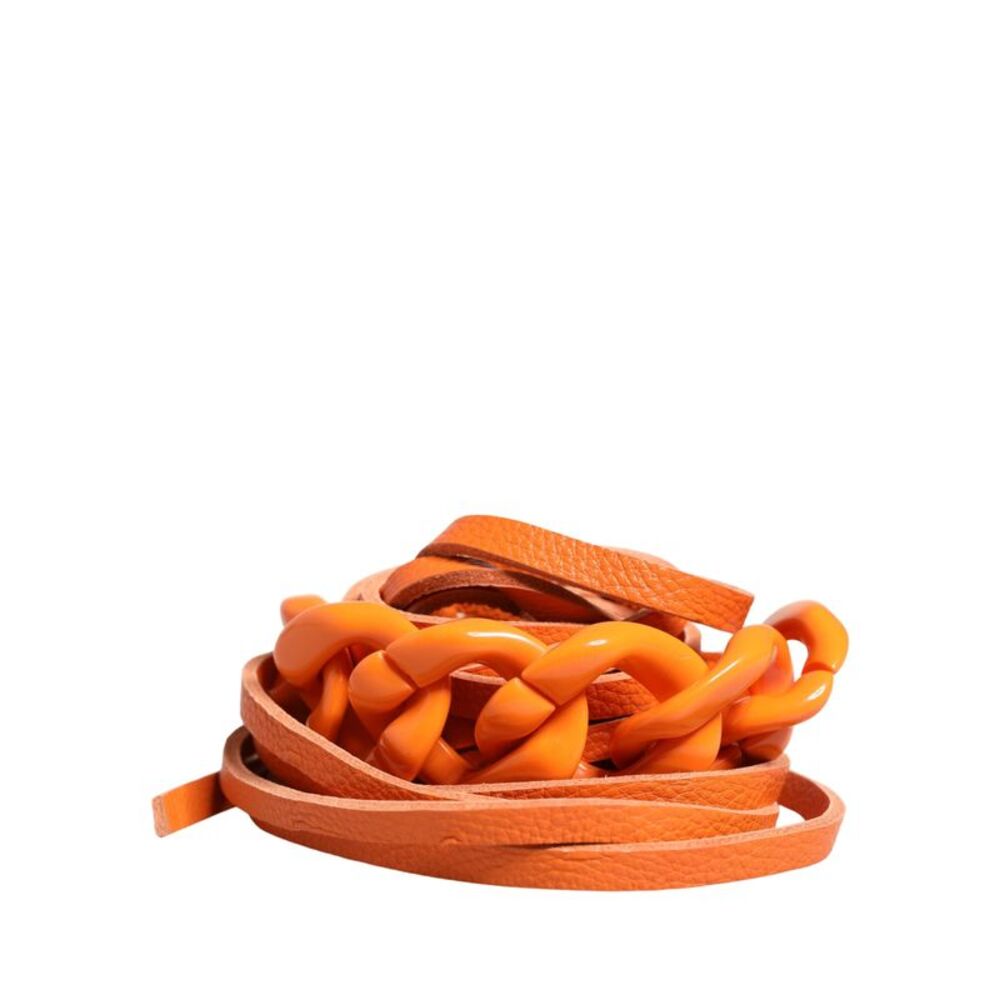 Scervino Street Orange Leather Chain Waist Metal Buckle Women's Belt
